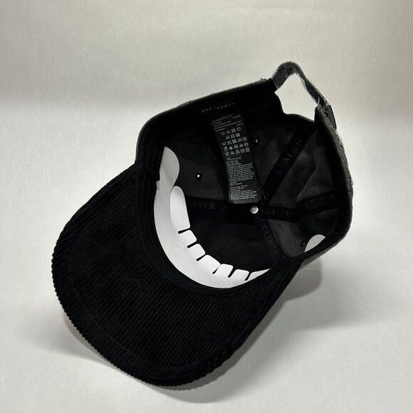 AllSaints Cotton & Cord Logo Two-Tone Baseball Cap Washed Black - Picture 5 of 7